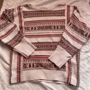 Vintage Chaps Southwestern motif striped sweater size Large brown orange